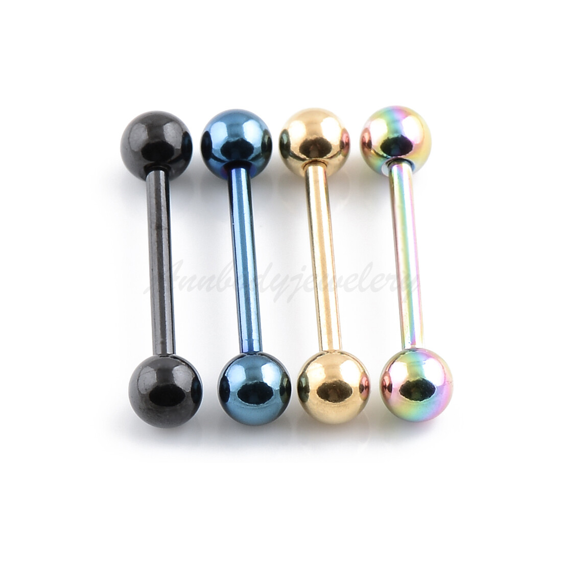 1pc 14 Gauge 16mm(5/8″) 5mm Ball Titanium Anodized Tongue Barbell Tongue Ring