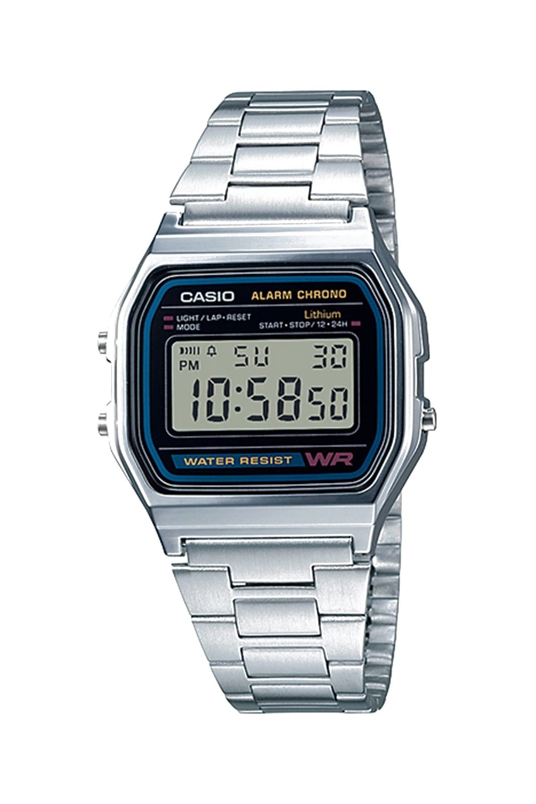Casio A158WA Series | Unisex Digital Watch | Case size (L× W× H), Silver