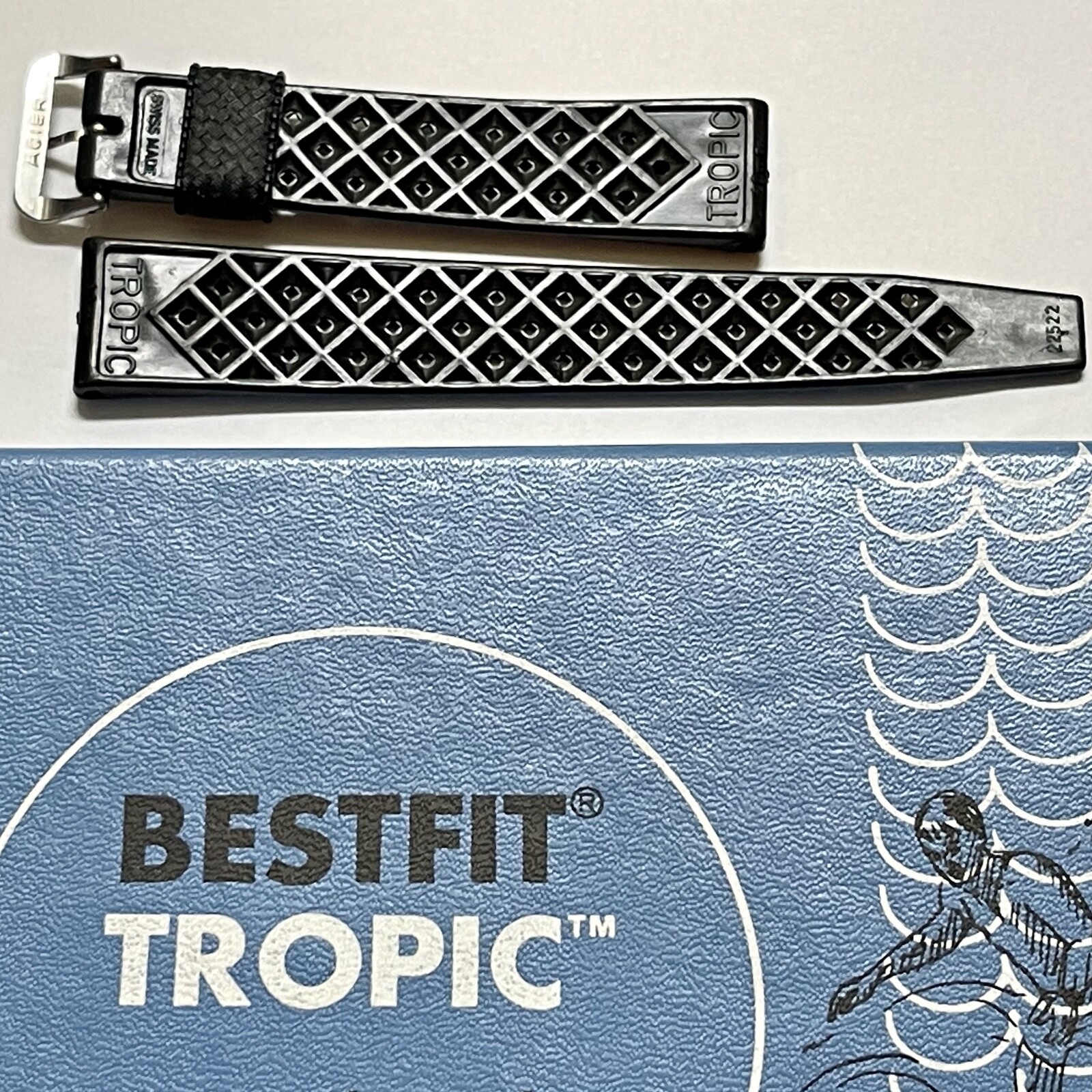 15 SOLD! Imperfect Genuine Swiss Tropic dive watch band 20mm for vintage divers