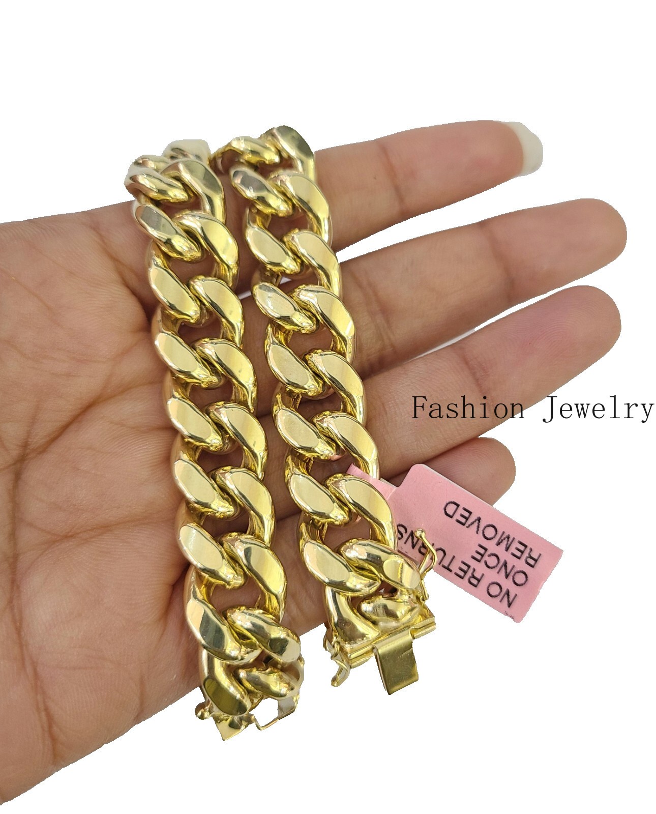 Real 14K Gold Miami Cuban Bracelet Yellow Gold Box Clasp 8″ 13mm Link Thick