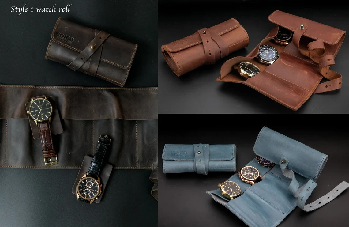 Watch Case Leather Watch Roll Organizer, Accessories Pouch St For 3,4,5 Watches