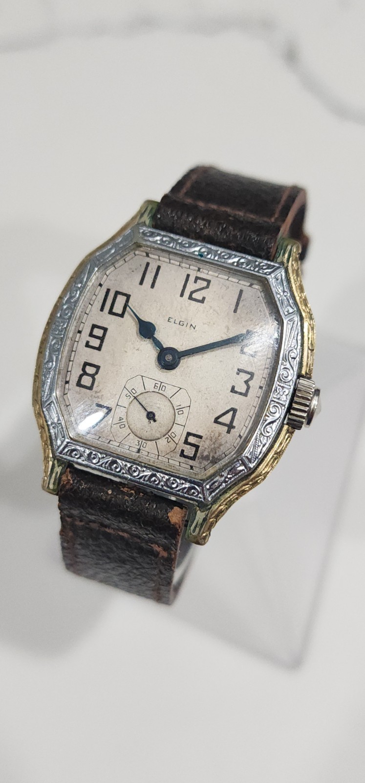 1929 Antique Elgin Tivoli Art Deco Grade 464 15j 3/0 Two Tone Men’s 34mm Watch