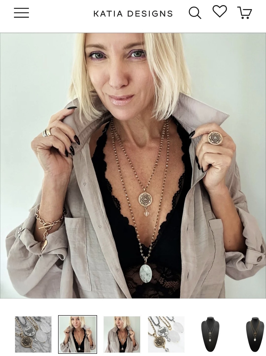 Katia Designs “Grateful Thankful Blessed” Mandala Bloom Original Necklace