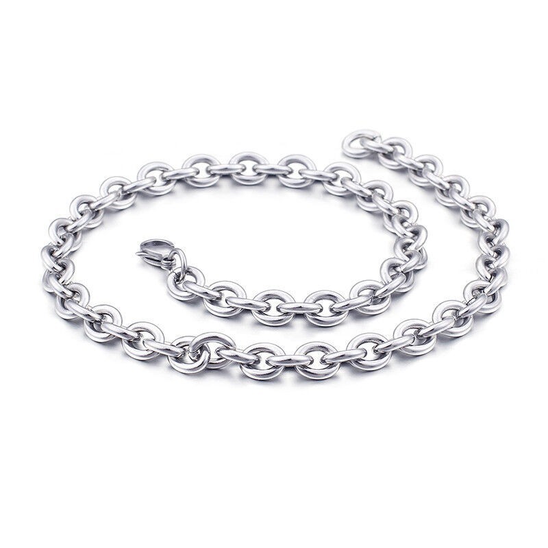 10mm 24 inch Cool Stainless Steel High Polsihed Oval Link-Chain Necklace For Men