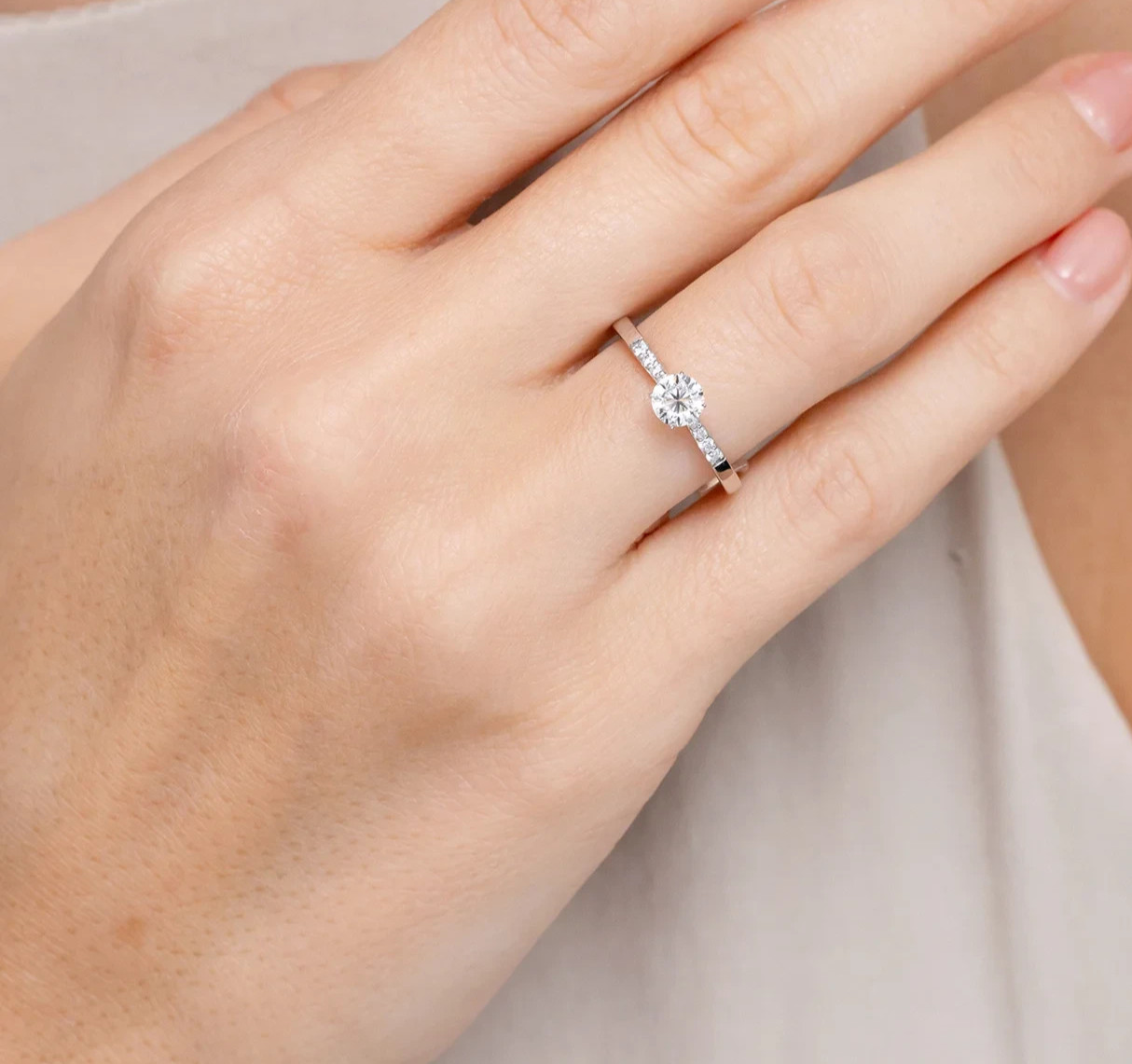 Round Diamond Wedding Ring 0.52 Ct Lab Grown Solid 950 Platinum Size 5 6 6.5 7 8