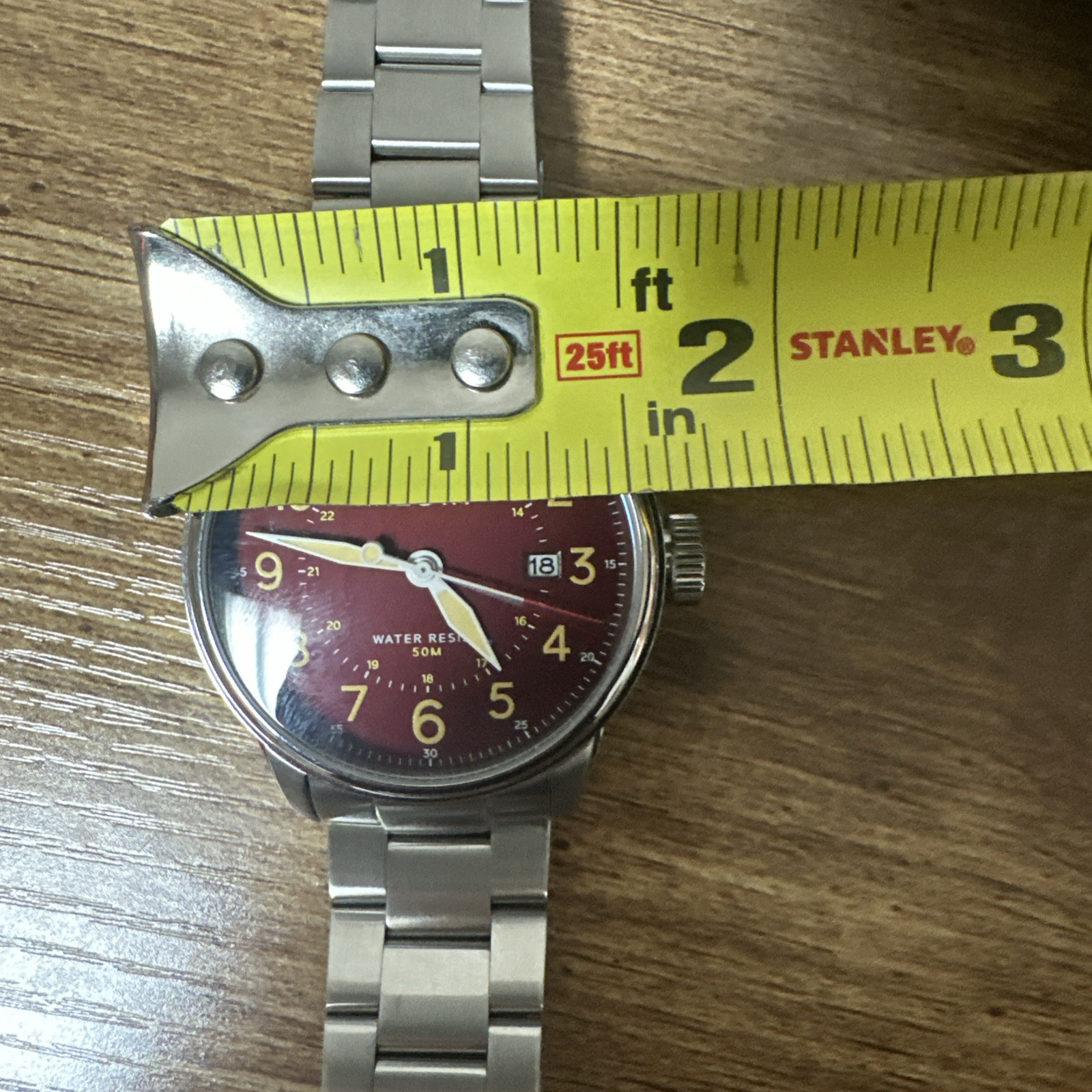 Recta Cavalier 3 Hands Date Maroon RT-3002 Japan Movement Water Resistant 50M