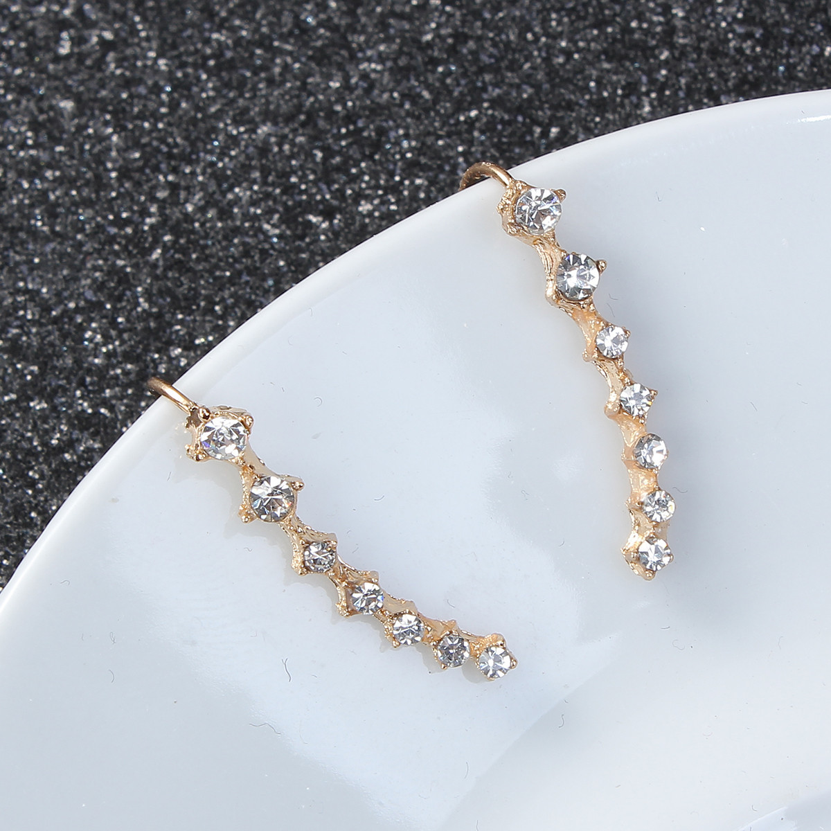 SEXY SPARKLES Ear Climbers/Ear Crawlers Clear Rhinestones Earrings Cuff Climber