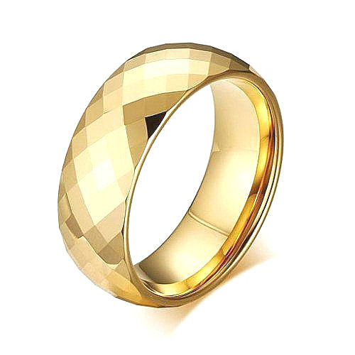 Gold Plated Tungsten Carbide Faceted RING BAND, sizes – 7, 8, 9, 10, 11, 12, 13