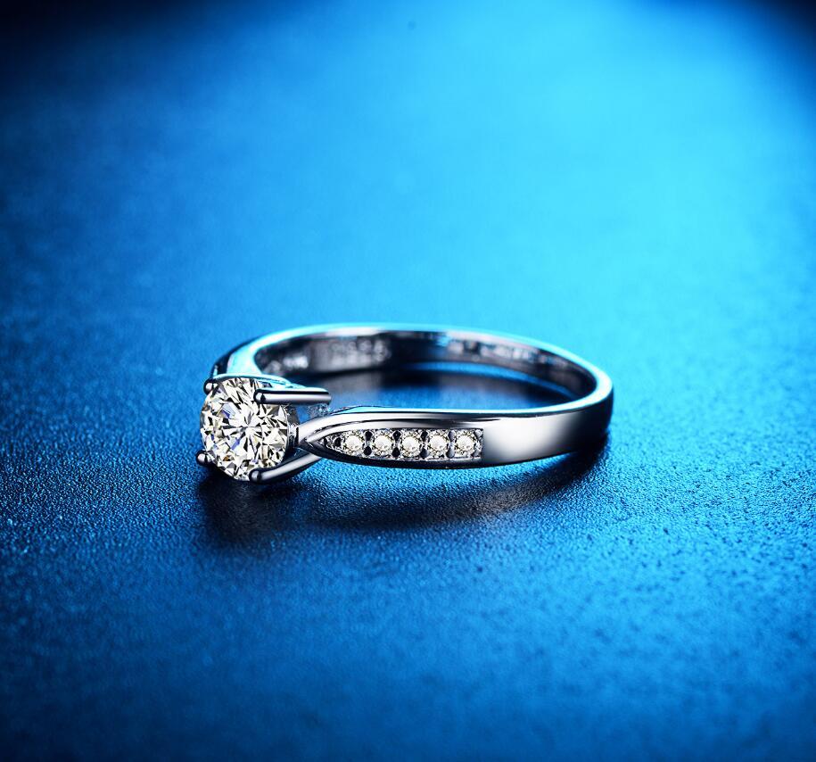 White Gold Plated Silver Pave CZ Engagement Promise Simulated Ring RS30