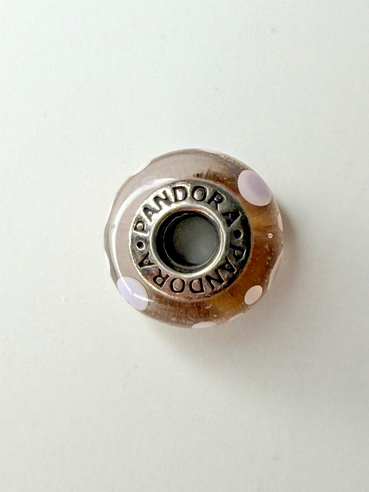 PANDORA 925 ALE Silver Pink Murano Bubbles Glass Charm (RETIRED)