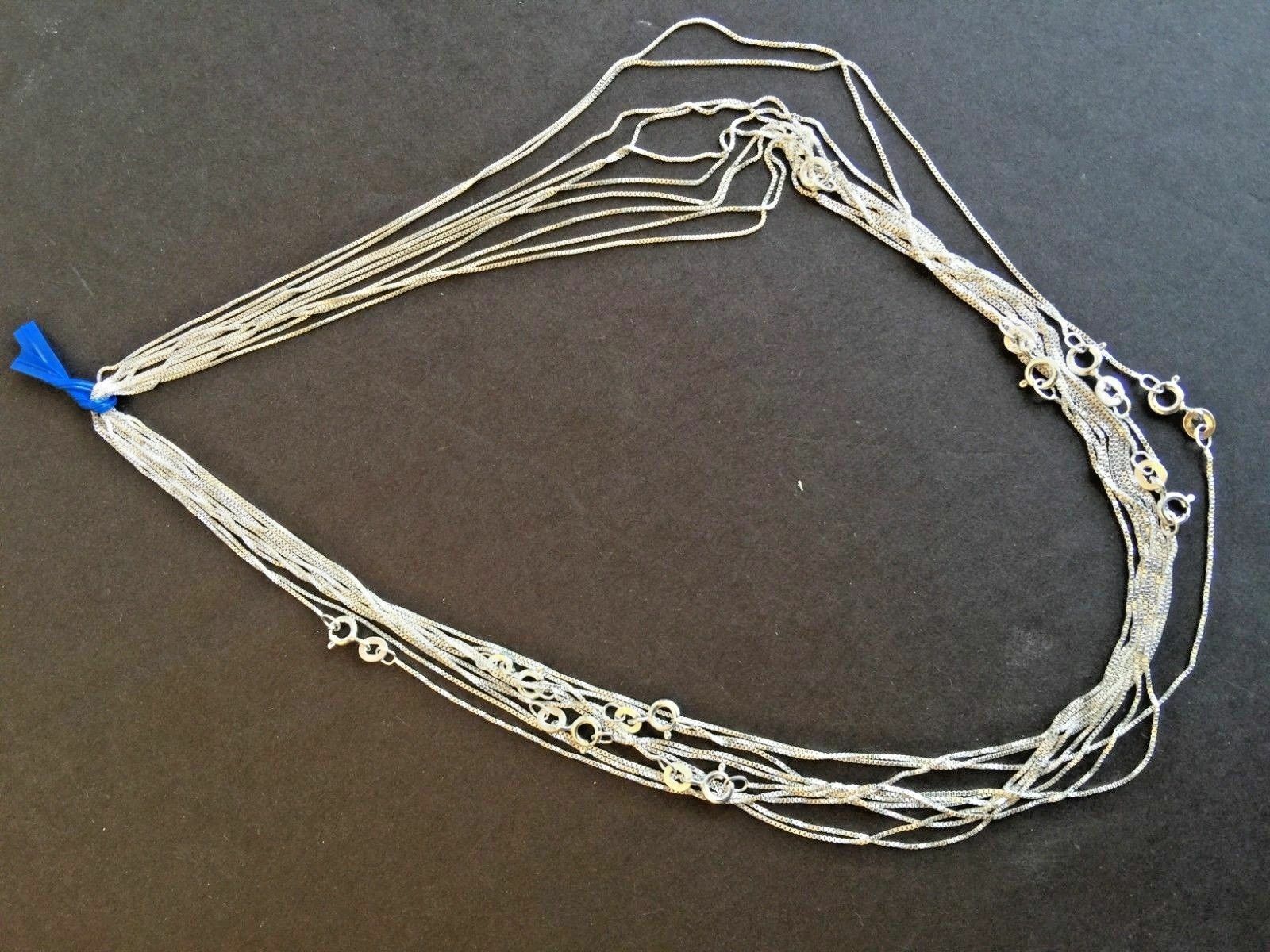 .925 STERLING SILVER CHAIN BOX 12/18″ x 0.8MM WIDE LOT OF 10 PIECES J 297 ITALY