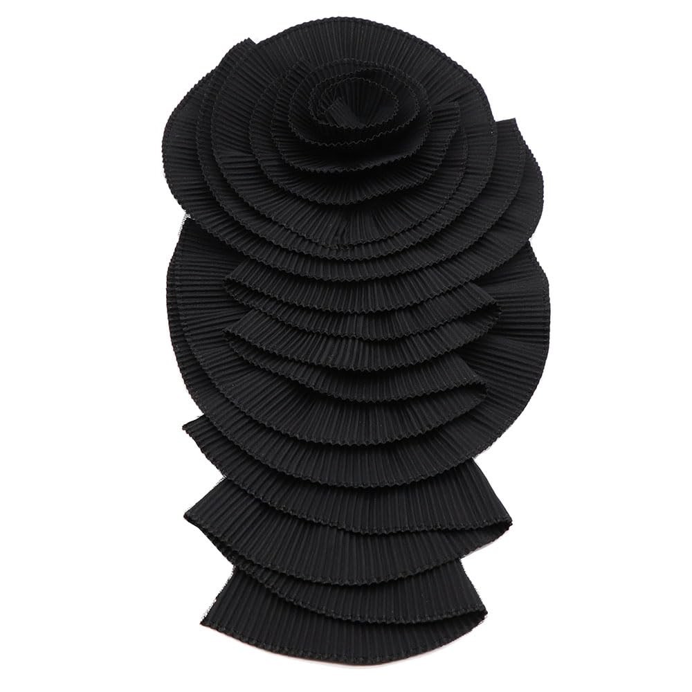 Ruffled Lace Fabric Brooch Pin, Big Flower, Pleated Chiffon, Shoulder, Trim