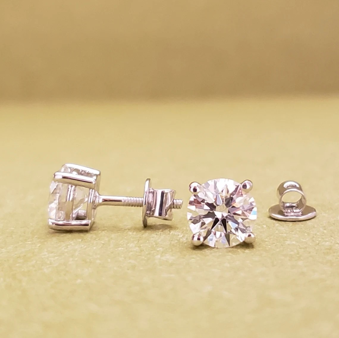 2.00CT Round Lab Grown/CVD Diamond Women’s Wedding Stud Earrings 14k White Gold