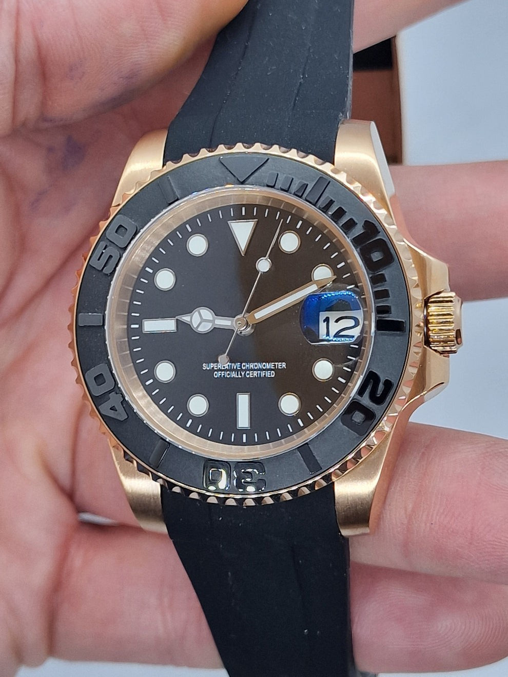 Custom Built – Black Gold Diver Style NH35 Japanese Automatic Sport Watch