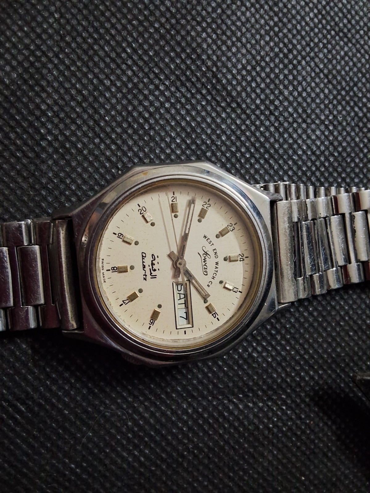 Vintage West End Quartz Day Date Swiss made Wrist Watch