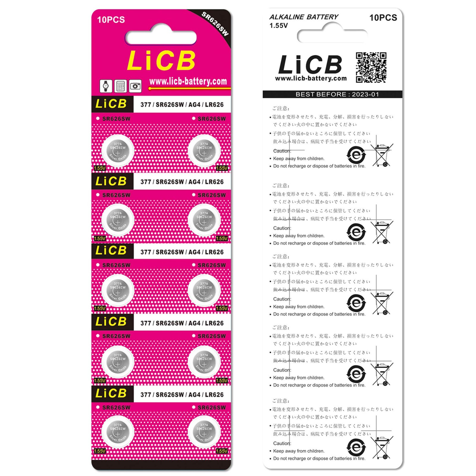 LiCB 10 Pack SR626SW 377 Watch Battery,Long-Lasting & Leak-Proof,High 10