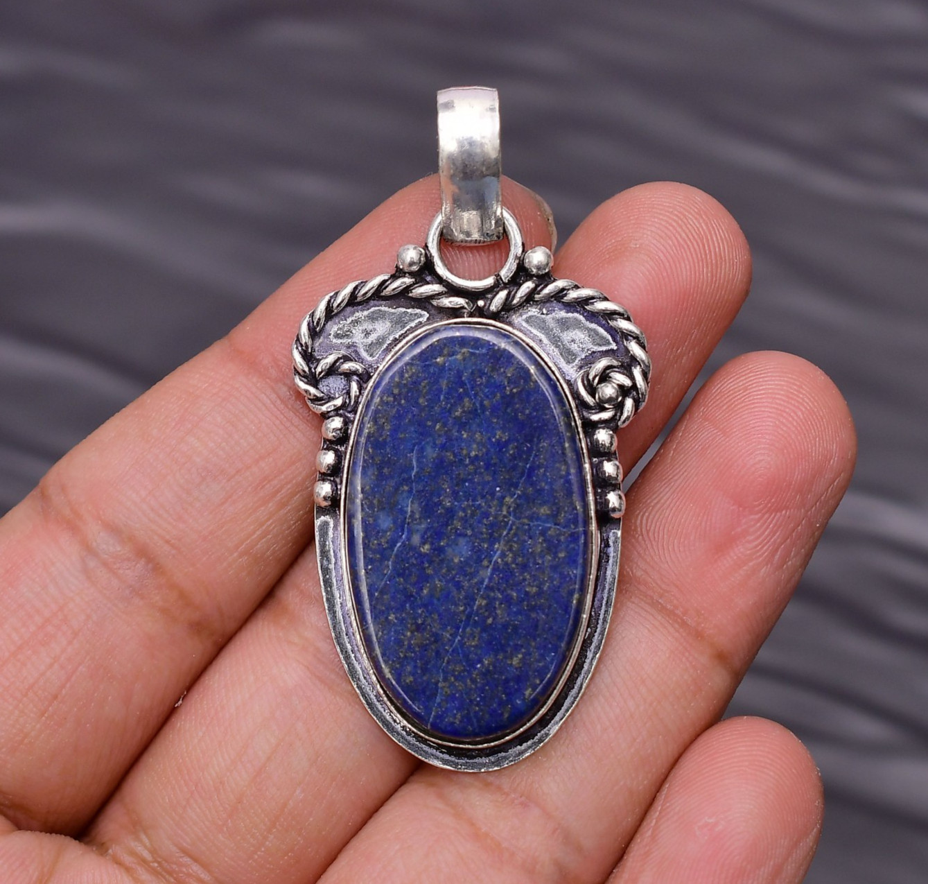 Lapis Lazuli Gemstone 925 Sterling Silver Jewelry Pendant 1.92″