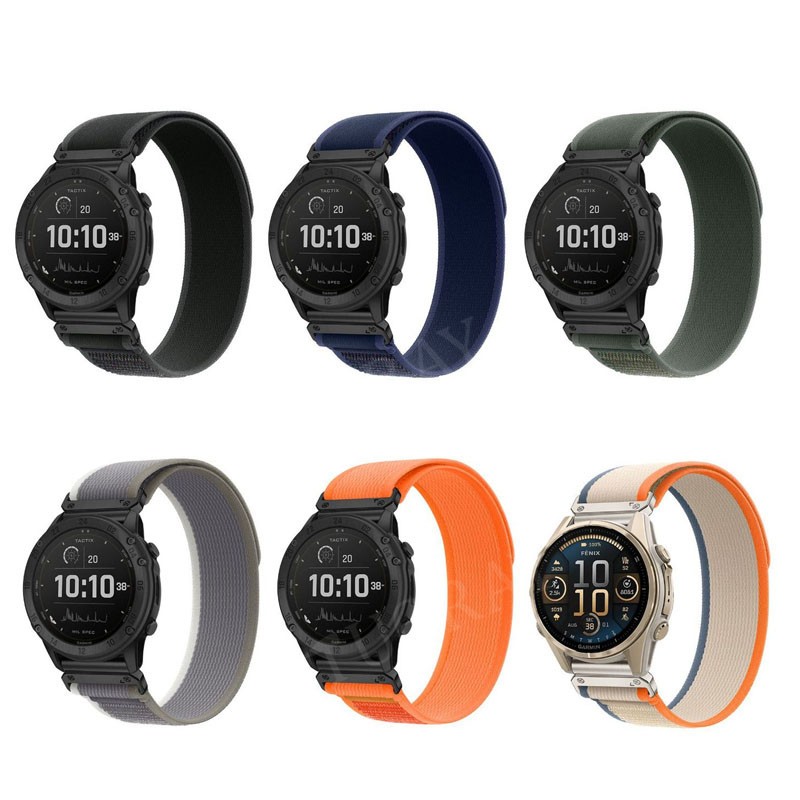 20/22/26MM Nylon Loop Band Strap For Garmin Fenix 8/E/7/7S/7X/6/6S/6X/5S/5X/3HR