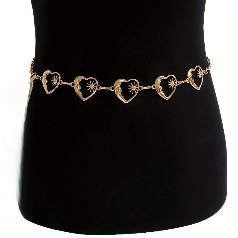 Women’s Fashion Face Crescent Heart Waist Chain Alloy Sunflower Chain Body Chain