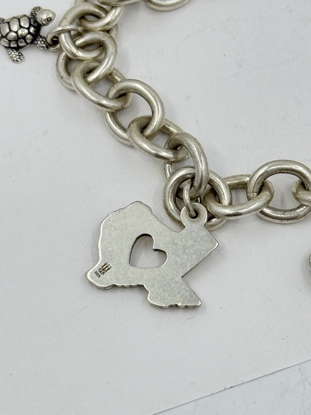 James Avery Sterling Silver Charm Bracelet Texas Turtle Dog 6.5” 36.3g 7”
