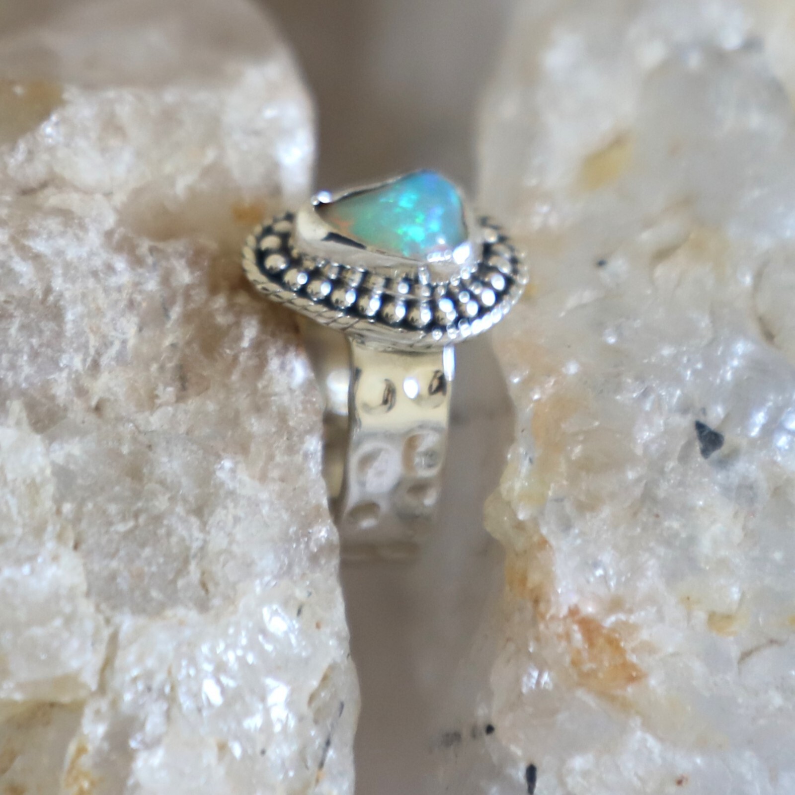 ETHIOPIAN OPAL NATURAL GEMSTONE 925 STERLING SILVER HANDMADE JEWELRY RING 3 TO12