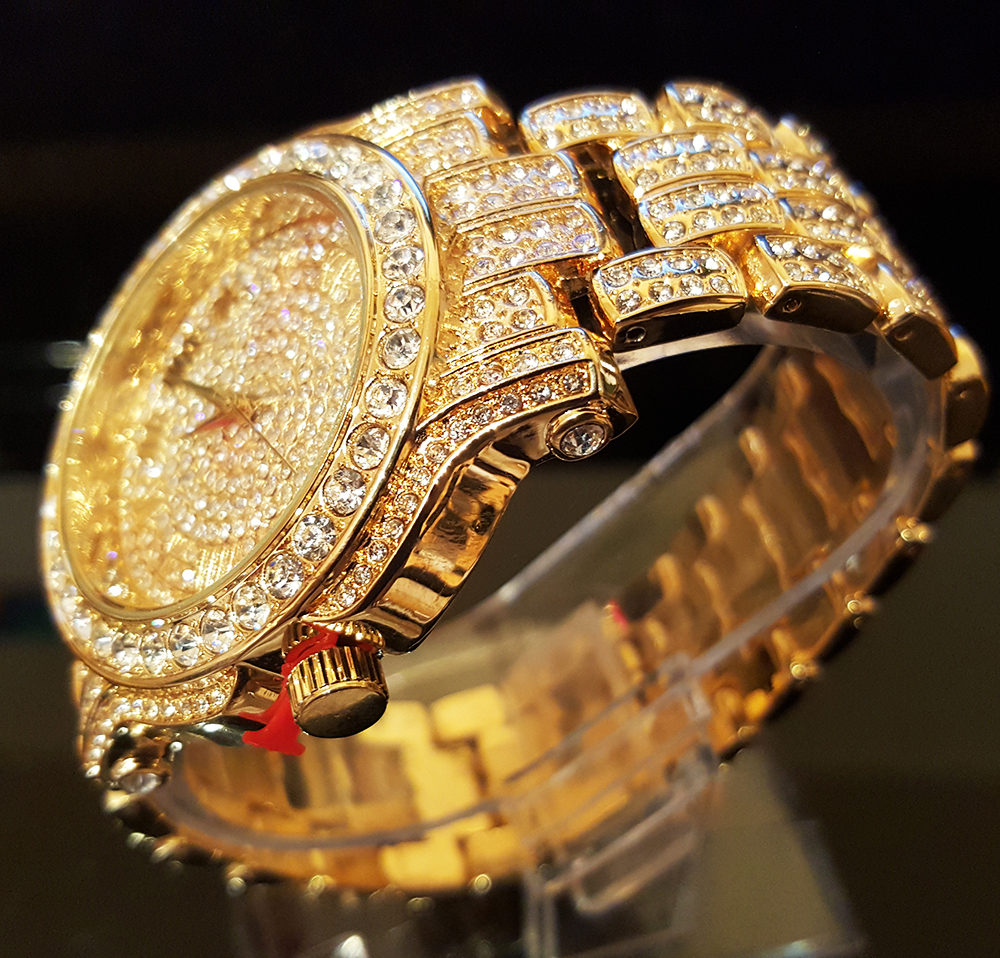 Men Hip Hop Iced Gold PT Rapper’s Bling Luxury Lab Diamond Clubbing Metal Watch