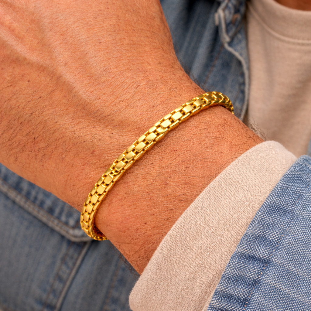 Real Italian 1/200 14K Yellow Gold Overlay Venetian Box Bracelet Mens Womens in