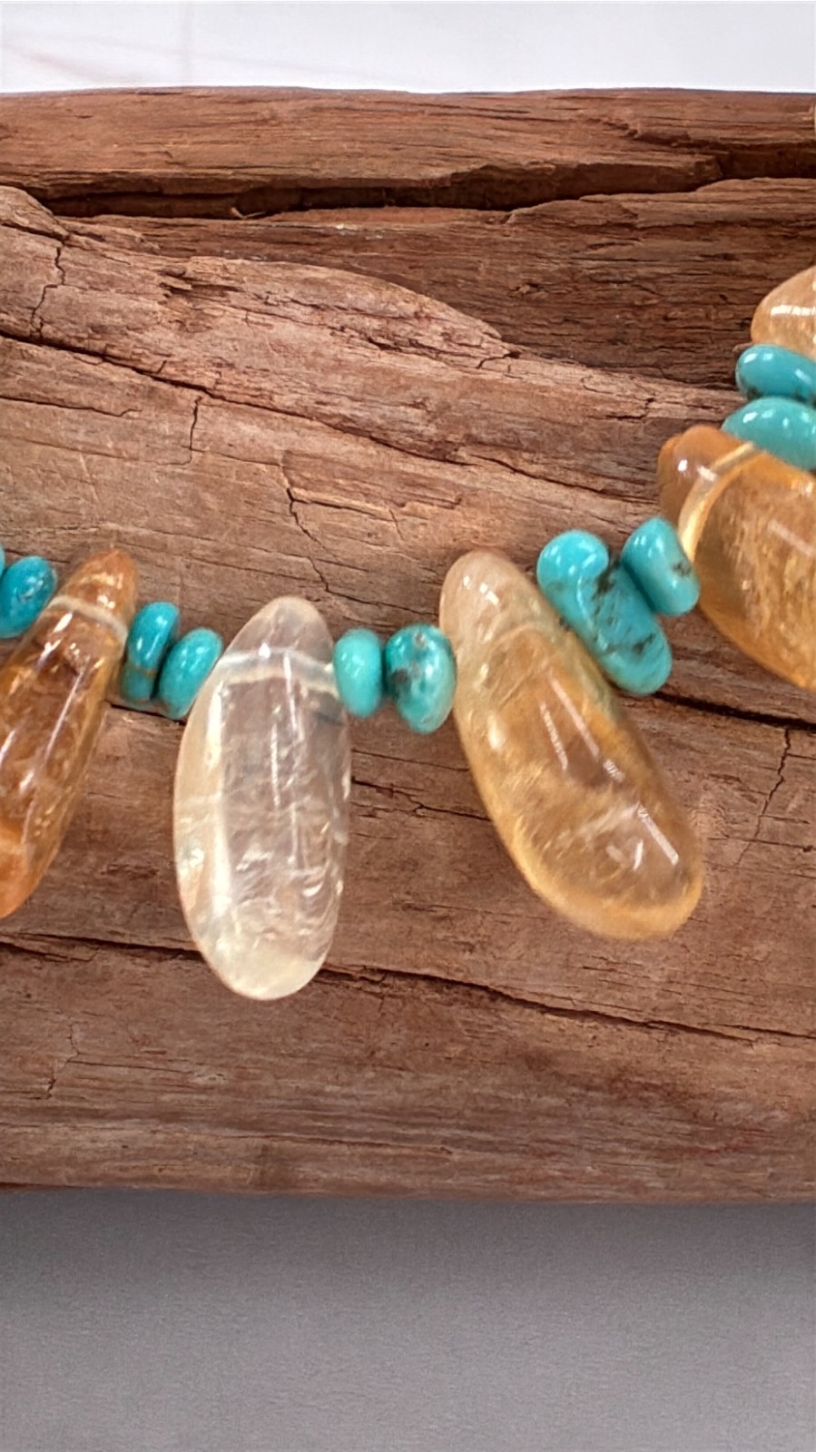 Jay King DTR Iron Mountain Turquoise Natural Citrine Eclectic Bead Necklace 925