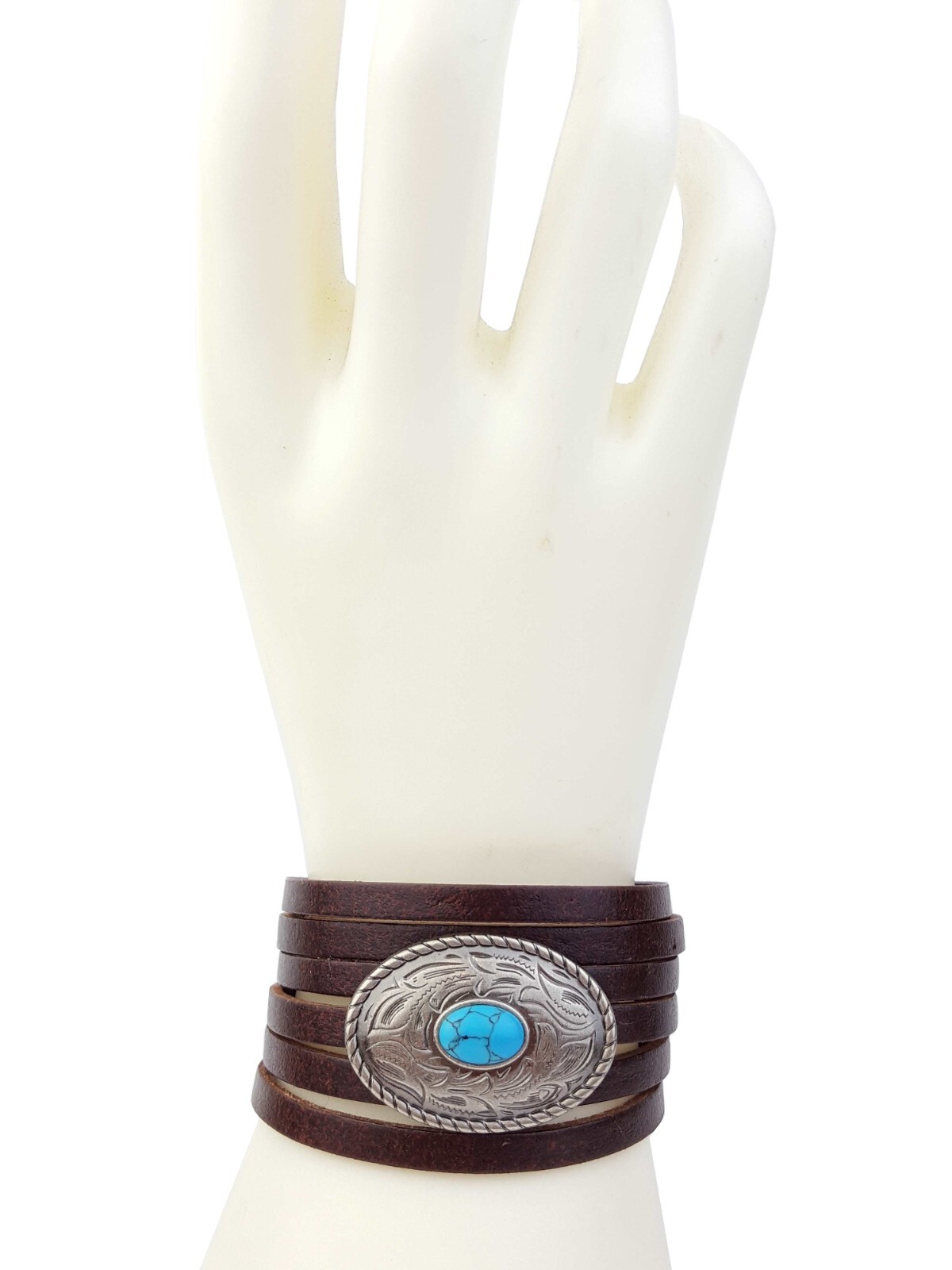 Genuine Leather Cuff with Western Concho