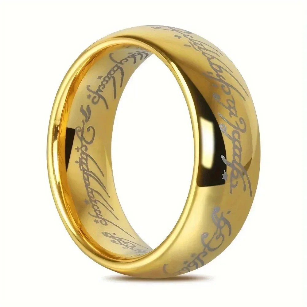 Stainless Steel Laser Engraved Movie Ring Wedding Band Couple Jewelry Gift