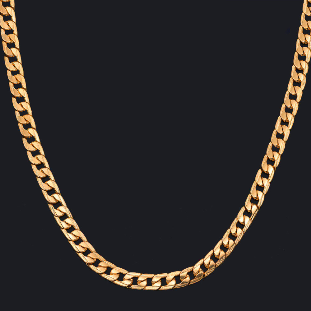 Curb Chain Necklace for men 24” 10mm Black/Silver/Rose/18K Gold Plated Cuban