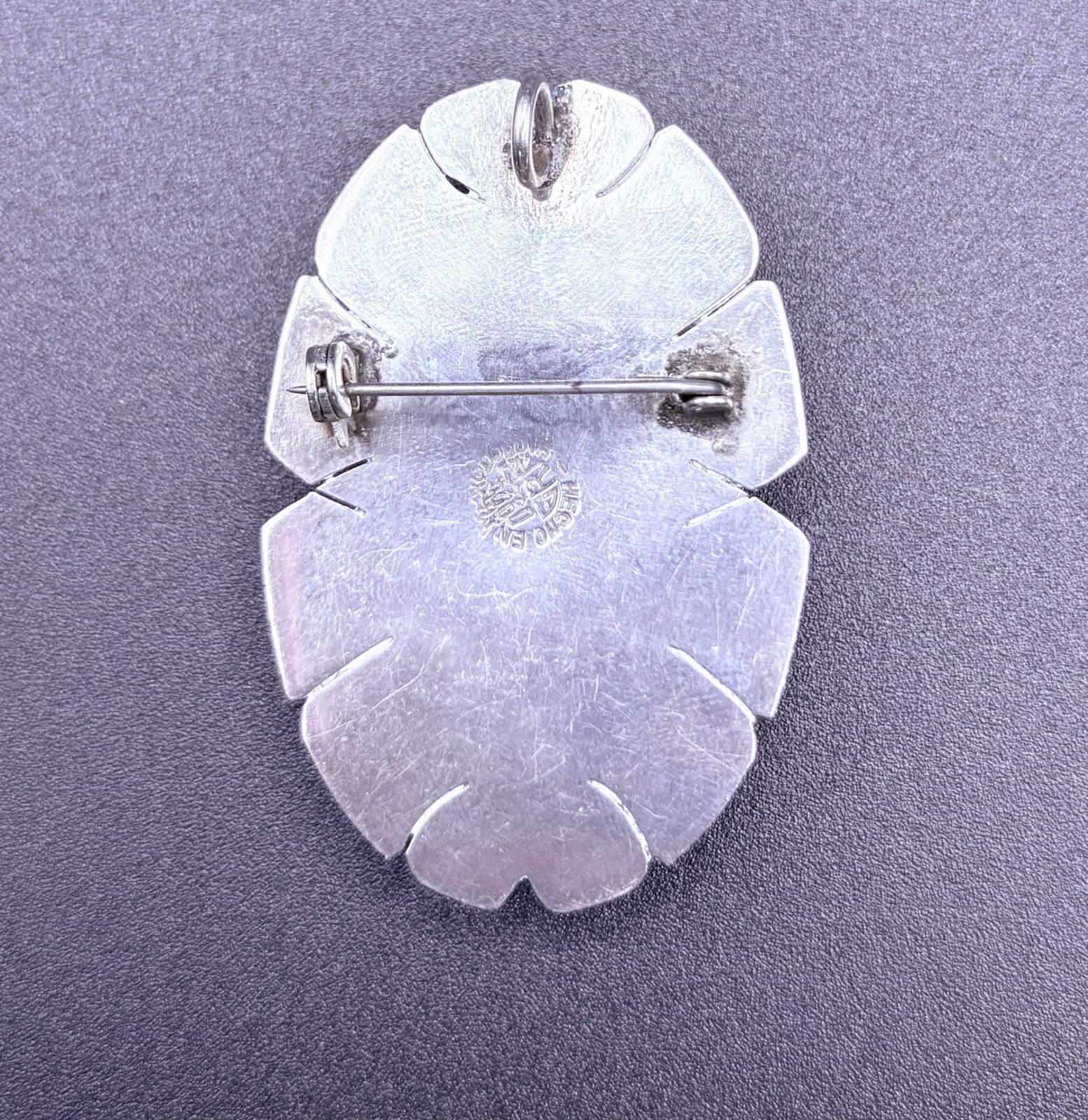 Vintage Taxco Mexico Sterling Silver 925 Amethyst Brooch Pendant Hecho En Mexico