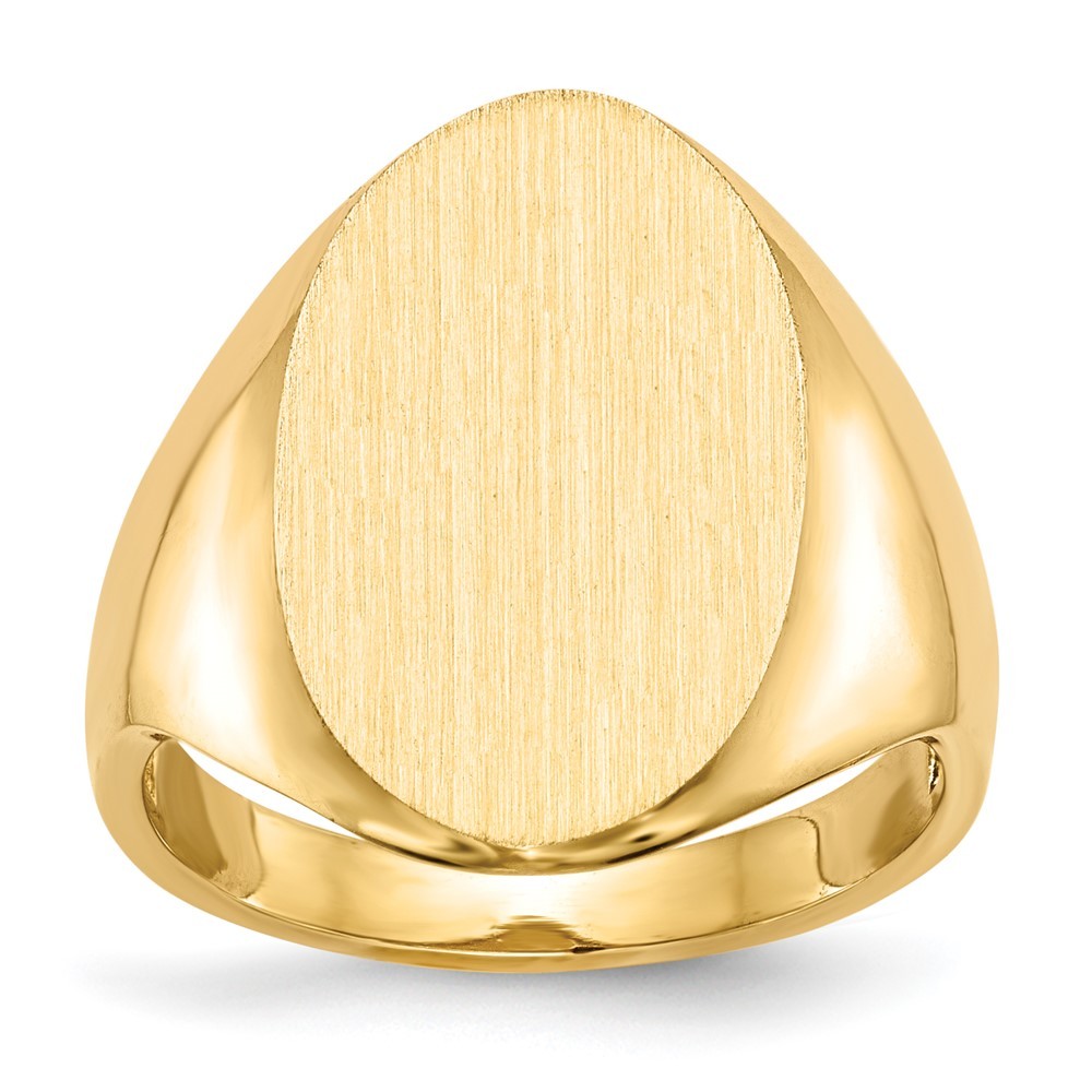 14k Yellow Gold 12.0×17.0mm Oval Open Back Signet Ring Size 7
