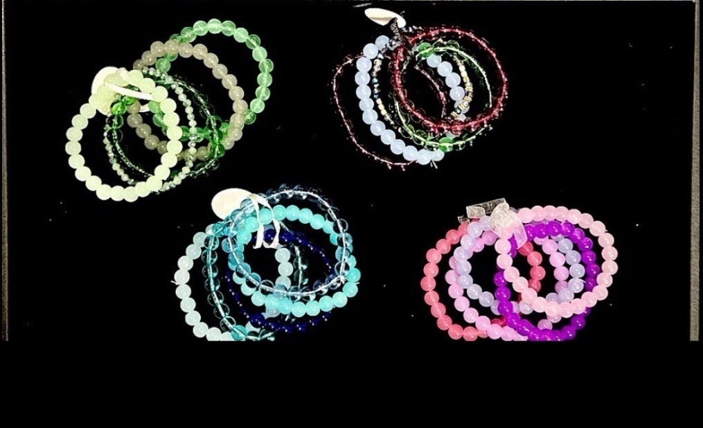 Stone and Bead Bracelets 5 Strands Per Set Dense Weight