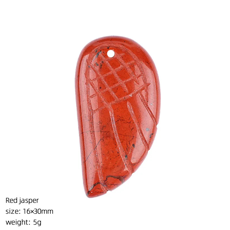 6PCS 16x30mm Angel Wing Carved Stone Pendant DIY Jewelry Necklace Making Charm