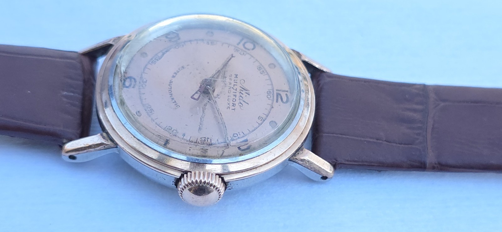 Vintage Mido Multifort Automatic Bumper 29mm Salmon Dial Military Watch Cal 817