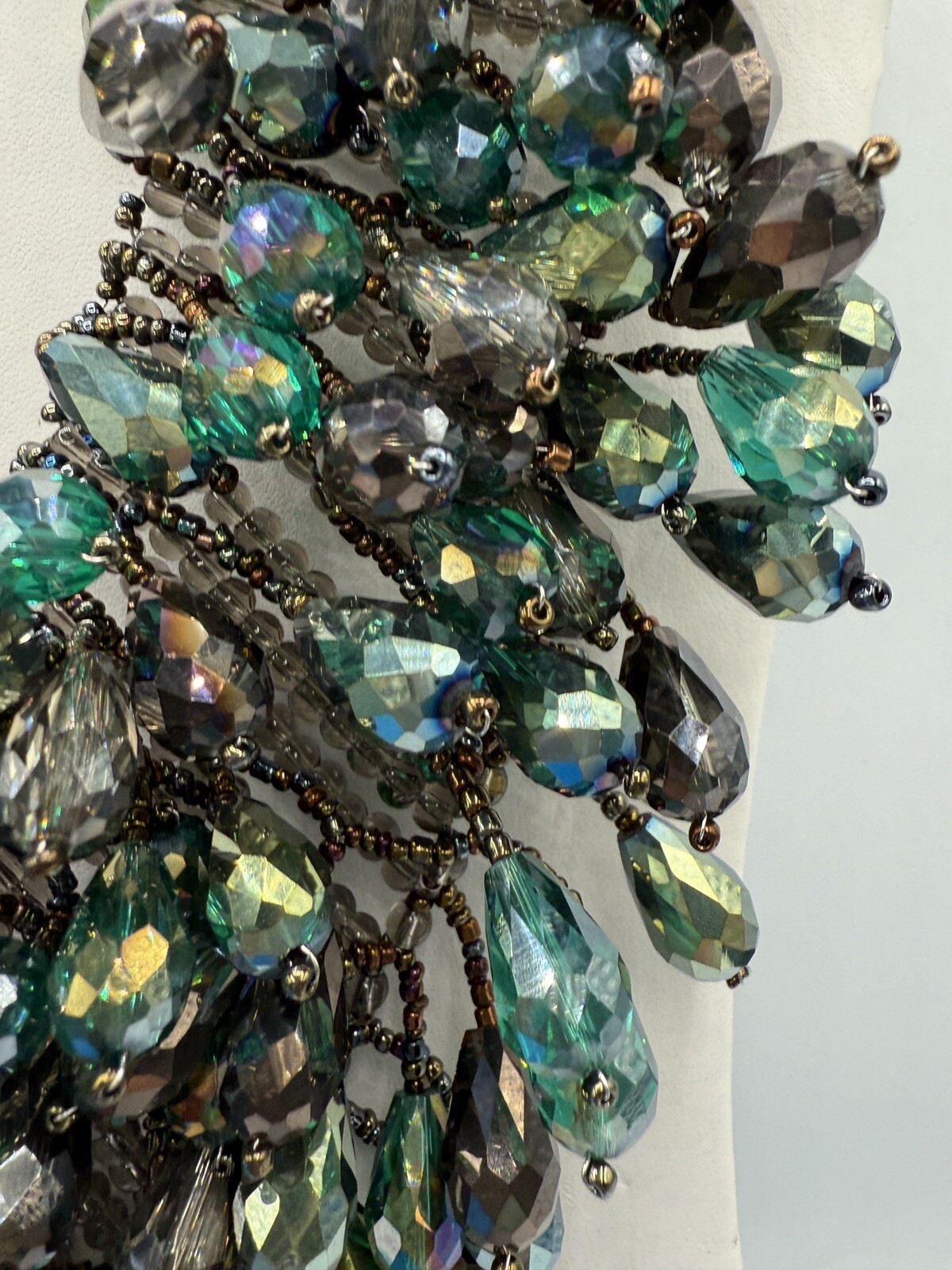 Rara Avis by Iris Apfel Beaded WATERFALL Necklace – GREEN $299 RARE NWTS