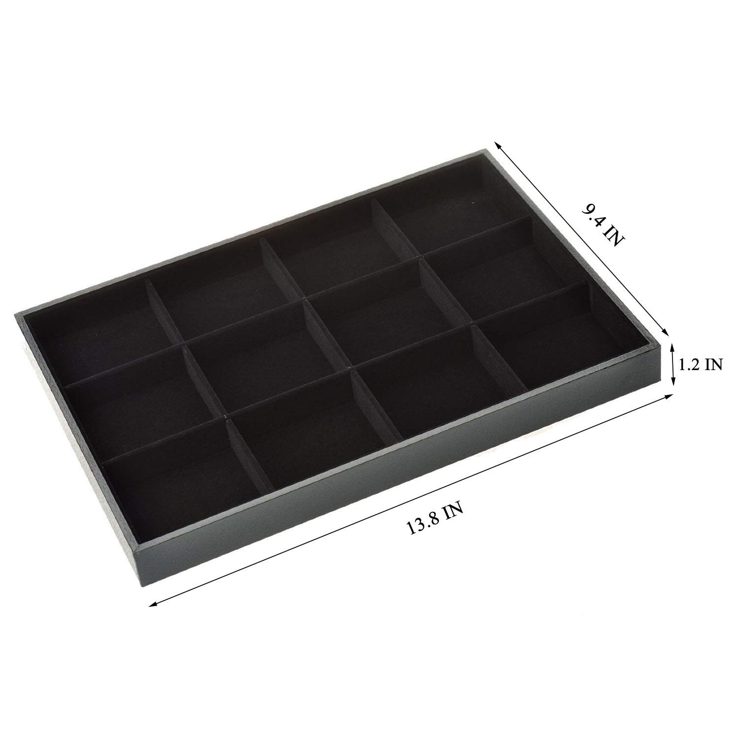 Black Velvet Stackable 12 Grid Jewelry Tray for Women Gemstone Pendant,Diamon…