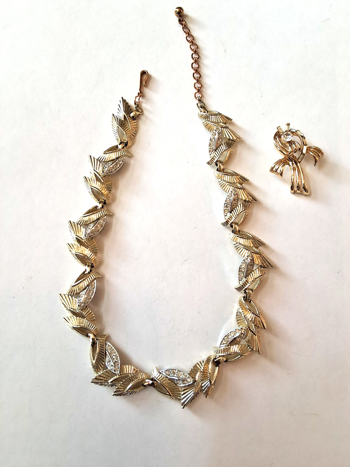 Vintage Signed and Numbered Marboux Gold Tone and Rhinestones Necklace.