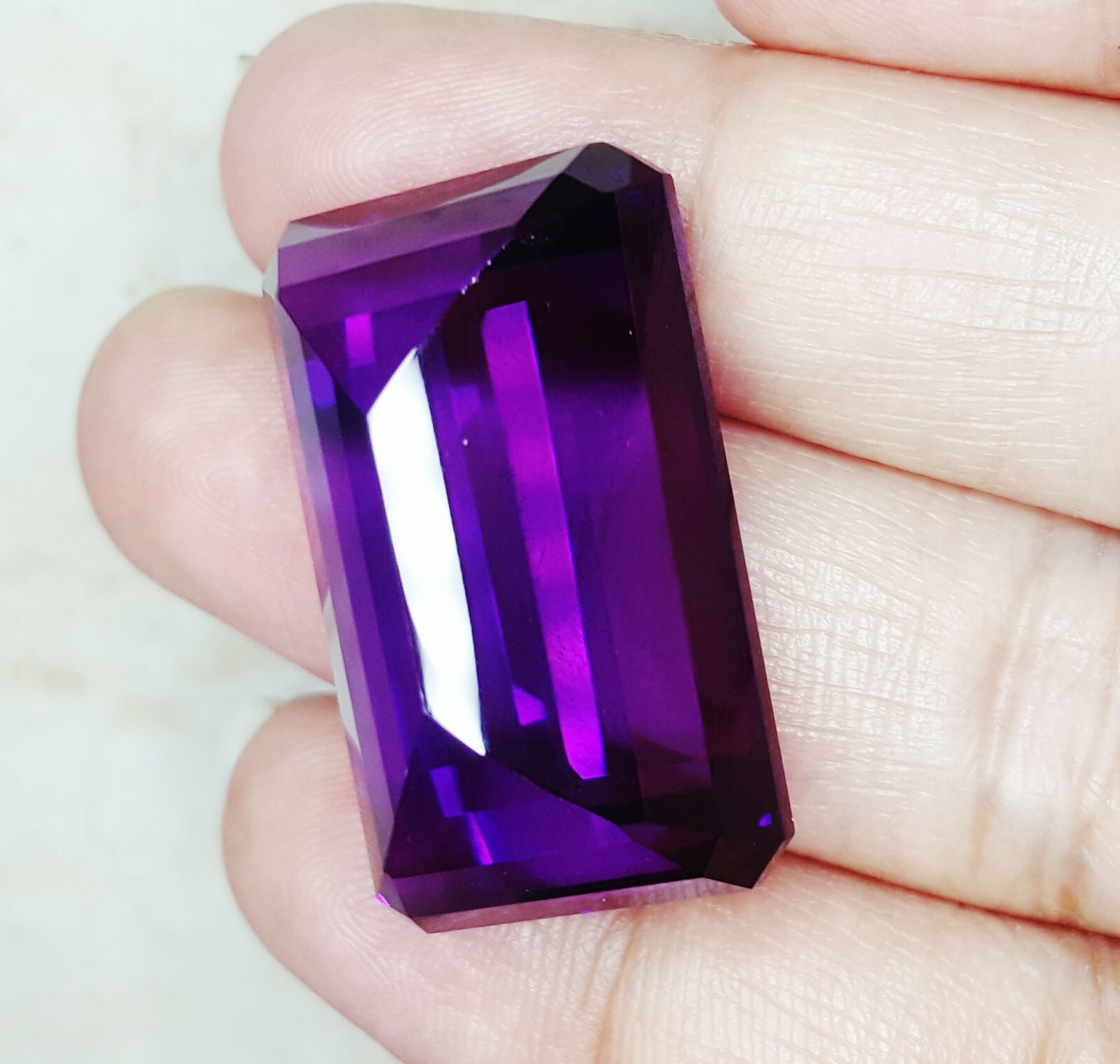 Loose Gemstone 50 Ct Natural Violet Amethyst Untreated Certified Emerald G103
