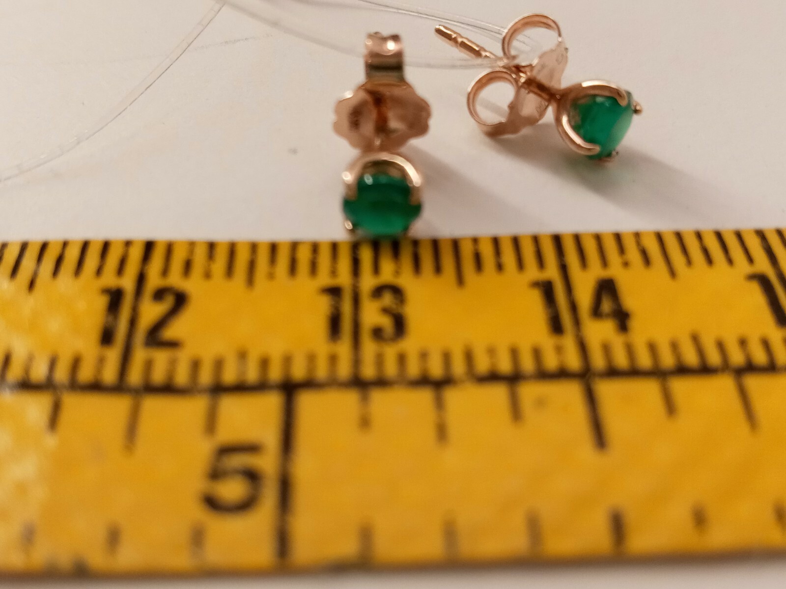 14K Solid ( Stamped Not Plated) Rose Gold Earrings With Green Natural Agate