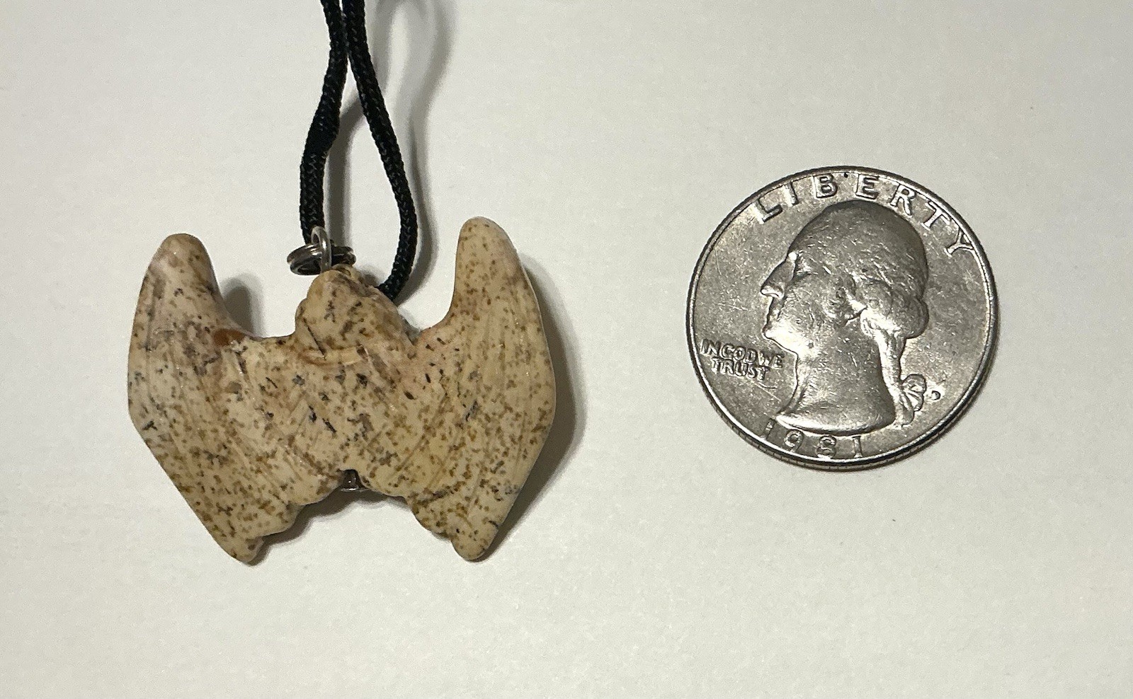 Light Brown Picture Jasper Hand Carved Bat Pendant