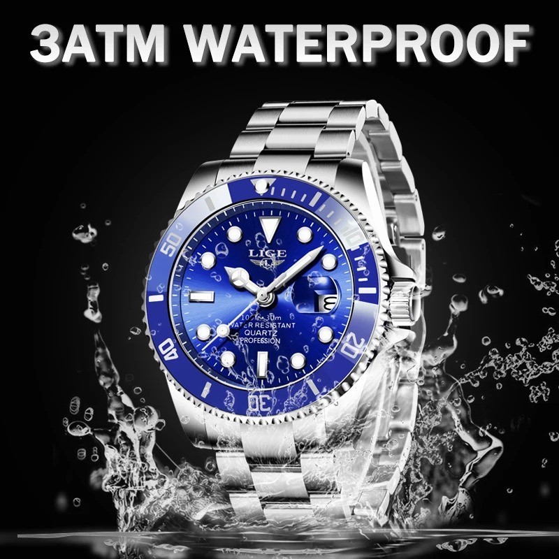 LIGE Luxury Watch, Wristwatche Casual Business Waterproof Watches for Mens, Date