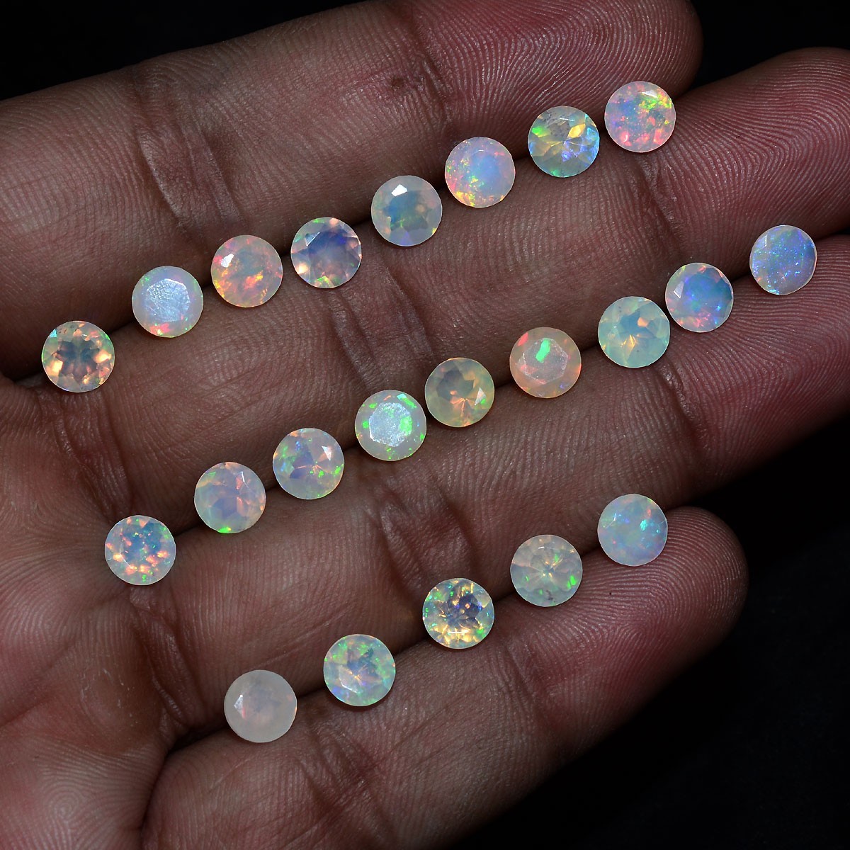 11 Pcs Natural Opal Ethiopian 6mm Top-Grade Round Flashy Colors Loose Gemstones