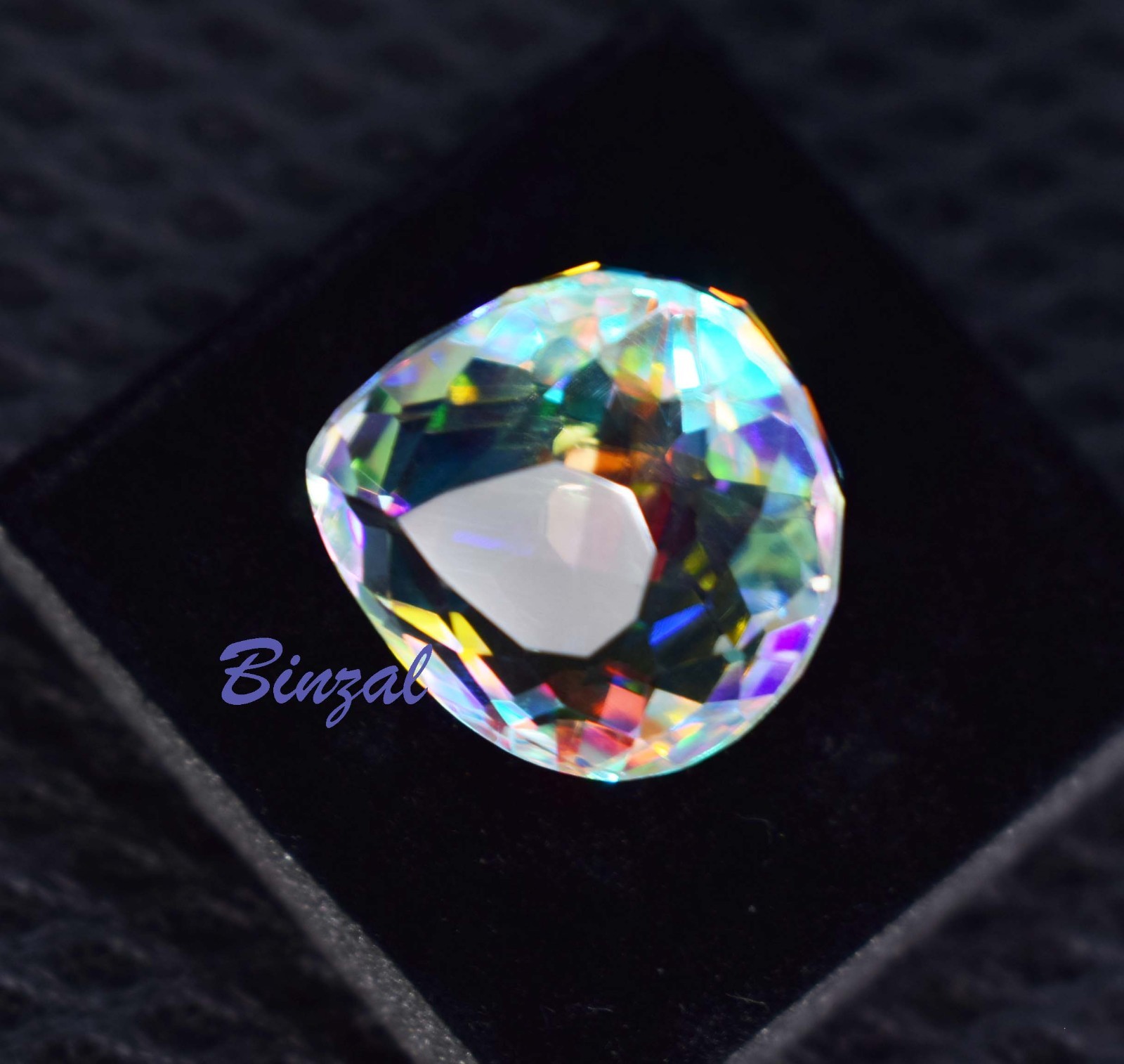38-40 Carat Mystic Topaz Short Pear Cut Iridescent Rainbow Loose Gemstone