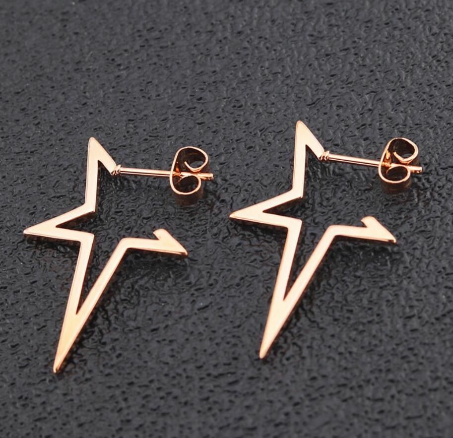 Stainless Steel Star Earings Punk Stud Earrings Pentagram Earring Womens Jewelry