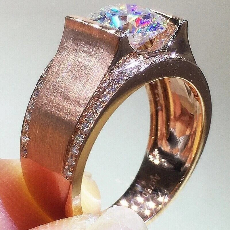 2.30Ct Lab Created Diamond Men’s Solitaire Engagement Ring 14K Rose Gold Plated