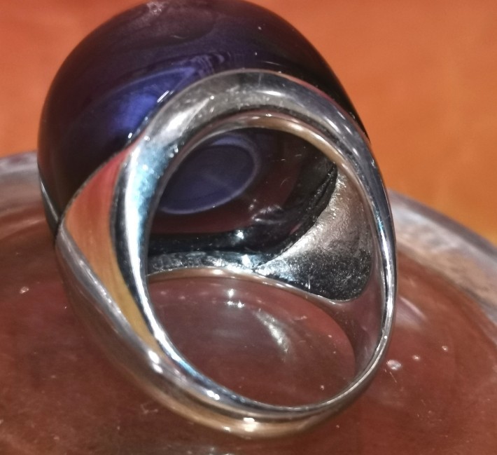 NEW Large Purple Cabochon Ring 23.7 gr. 925 Sterling Silver Size 9 – 9.5 in Box
