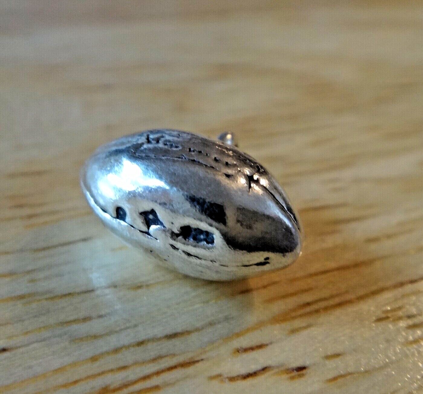 Sterling Silver 3D 11x15x8mm Solid Football Ball Charm