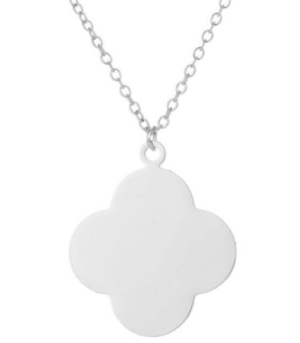 Solid Stainless Steel clover ( 1 inch dia) necklace with 45 cm (17.7 in)chain